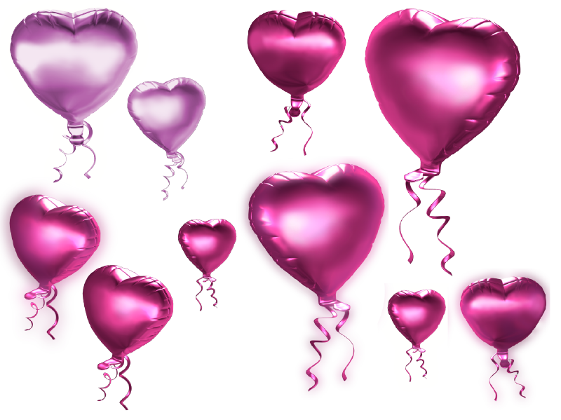 Pink and Purple Heart Balloons PNG Clipart