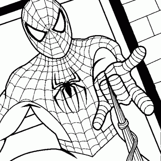 Spiderman Shooting Web Coloring Pages - Super Heroes Coloring 