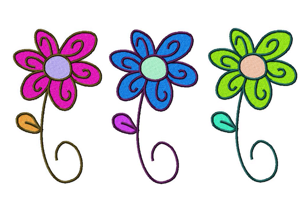 Free Dazzling Daisy Embroidery Design Includes Both Applique and 