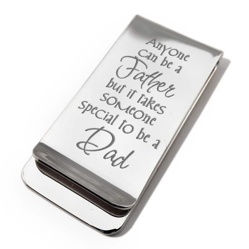 Anyone can be a Father Money Clip - Silver Plated Personalised