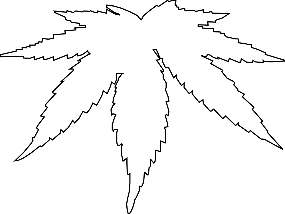 clipartist.net ? Clip Art ? cannabis leaf black white line art 