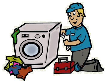 Full Version of Repairman Fixing Washing Machine Clipart