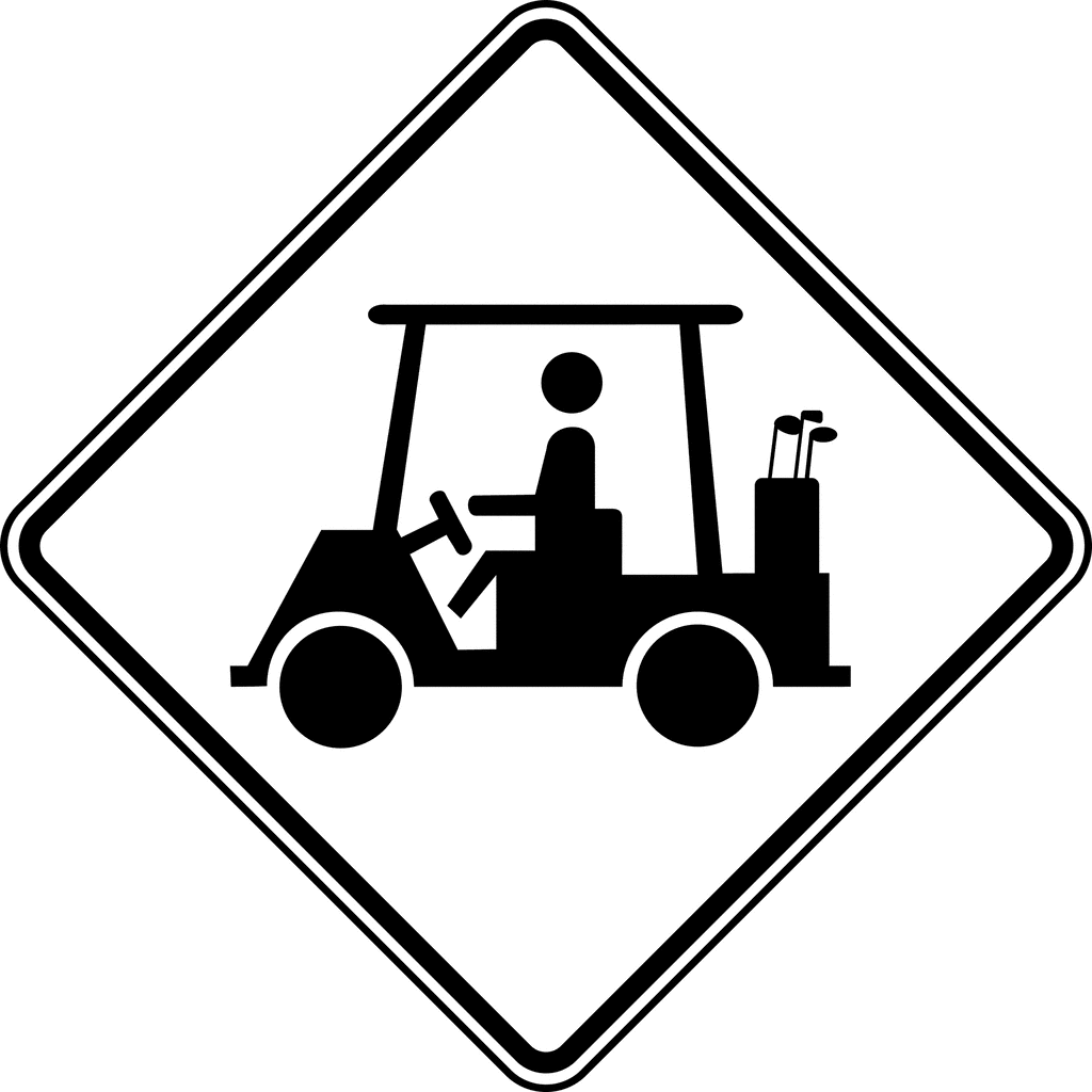 Golf Cart Crossing, Black and White | ClipArt ETC