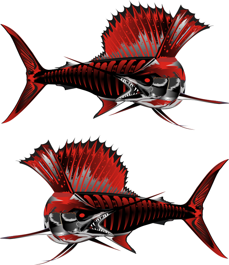 2 Bad As Red Sailfish Sail Fish Marlin graphics fishing stickers 