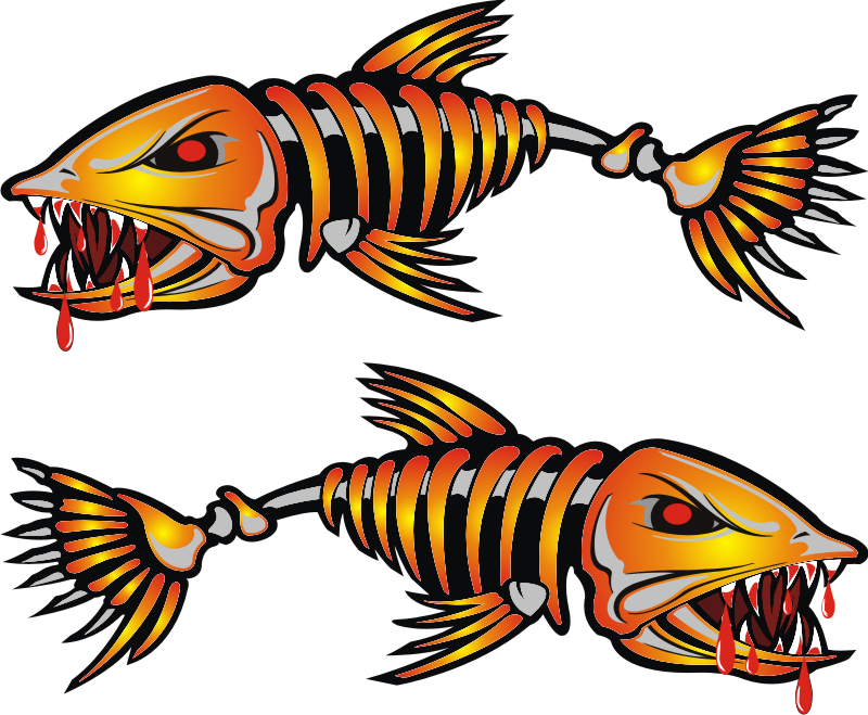2 Large Bad as Blood Orange Yellow Boat Decals Fishing Graphics 