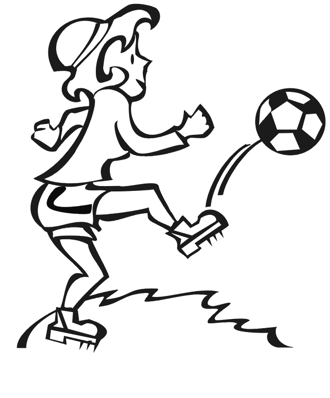 a girl playing soccer Colouring Pages