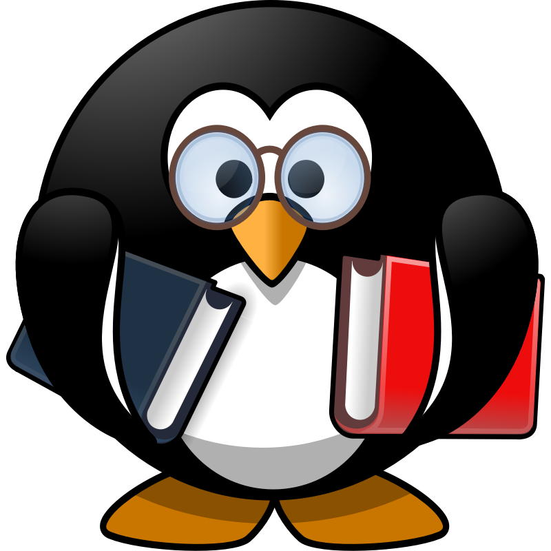 Clipart - Bookworm penguin