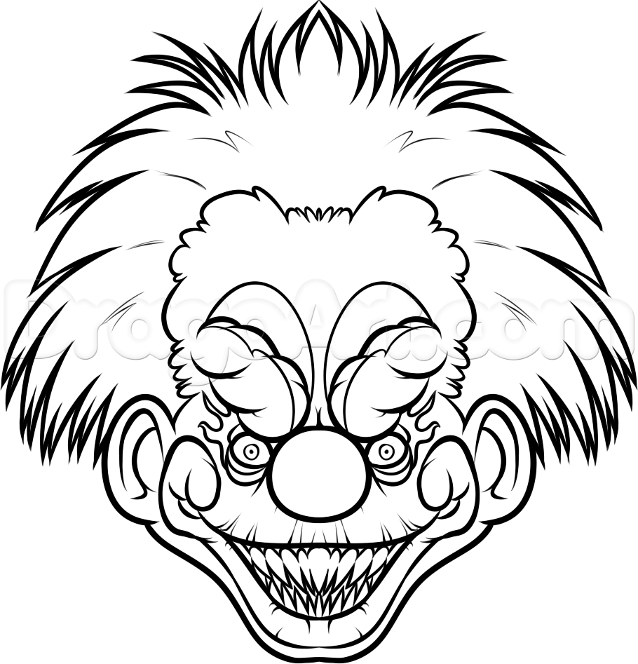 How to Draw a Killer Klown, Step by Step, Aliens, Sci-fi, FREE 