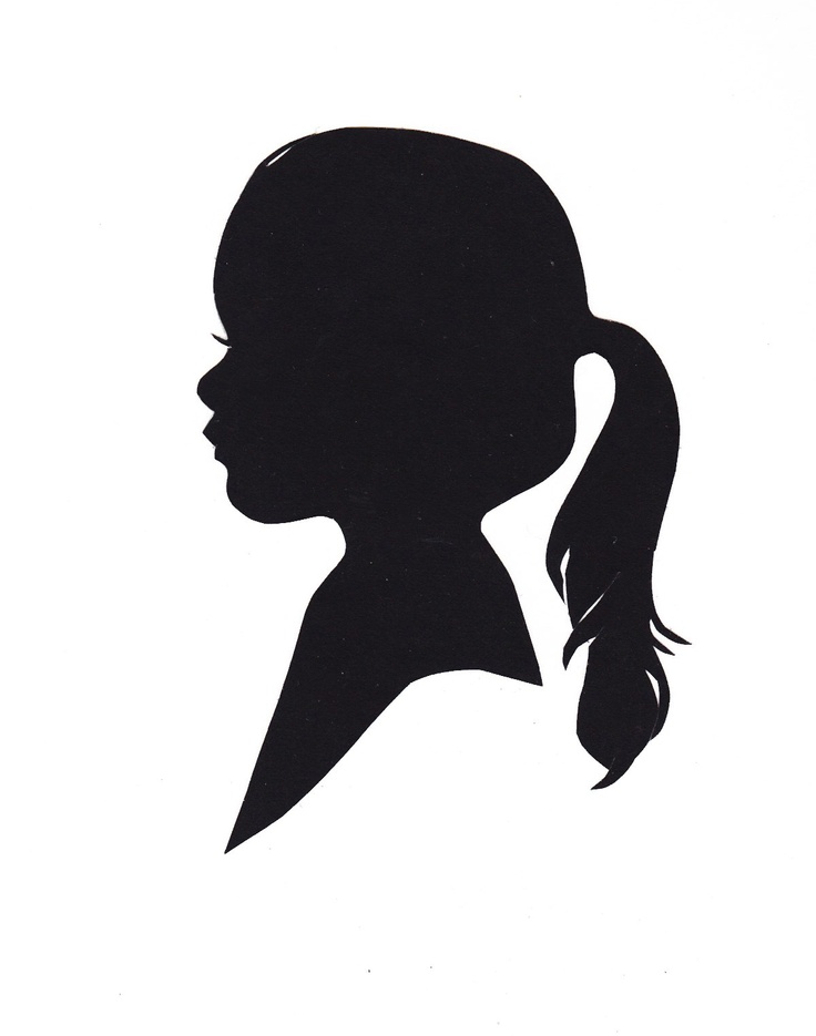 Silhouette of a little girl with ponytail | Decorative Silhouettes 