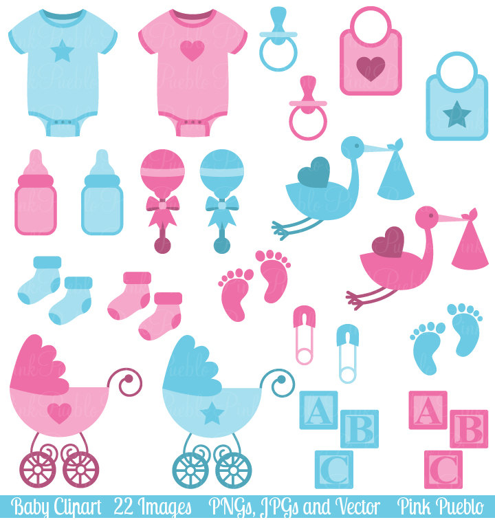Baby Clip Art Clipart Boy and Girl Baby Shower Clip by PinkPueblo