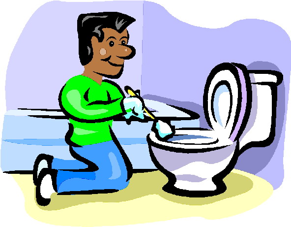 cartoon person cleaning the bathroom - Clip Art Library