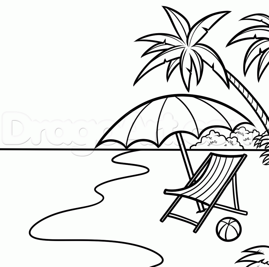 Beach Umbrella Coloring Page - Printable Coloring Sheets for Kids