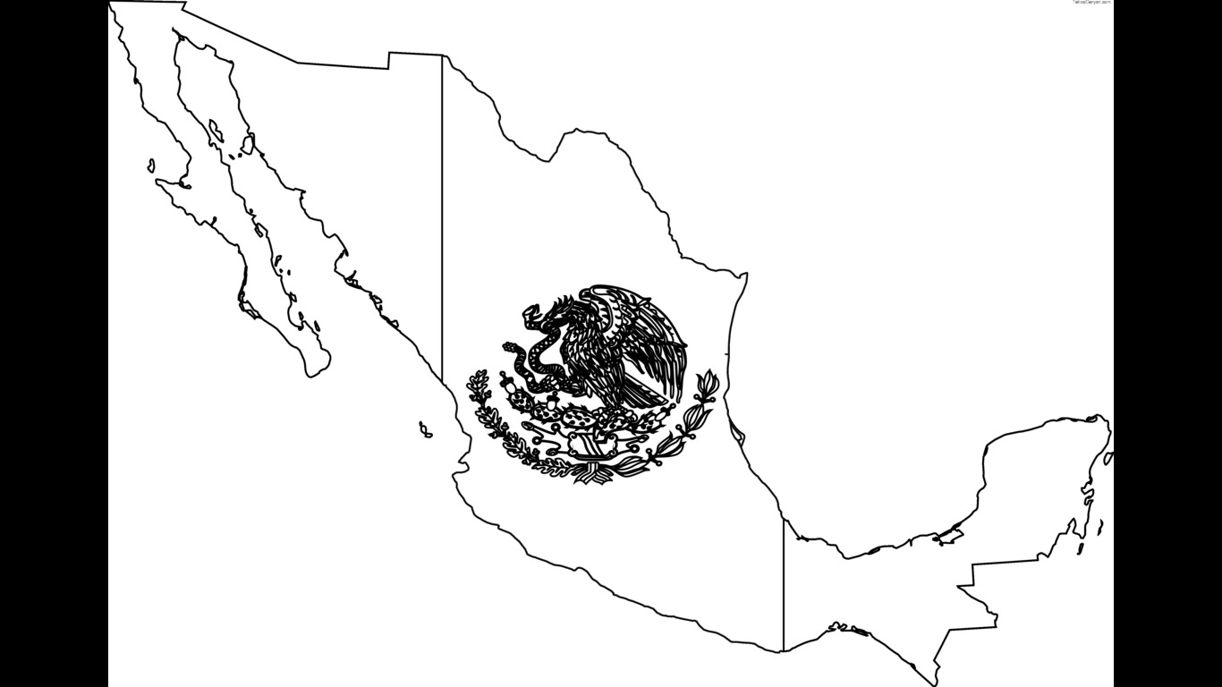 Mexico Flag Eagle Black And White images