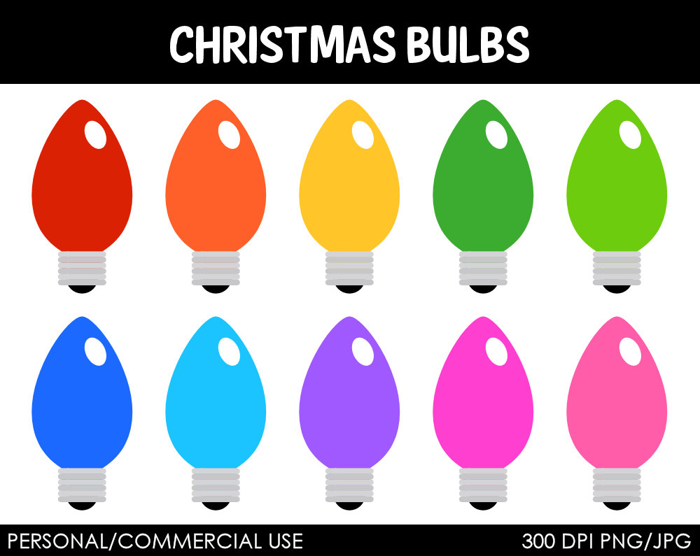 Christmas Bulbs Lights Digital Clip Art by MareeTruelove 