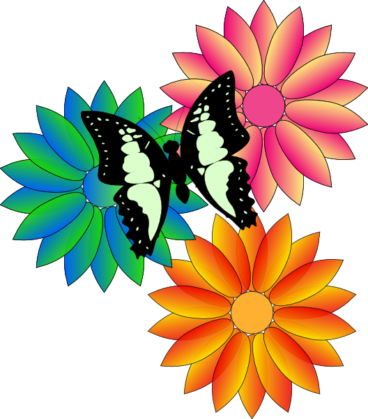Butterfly And Flowers clip art - vector clip art online, royalty 