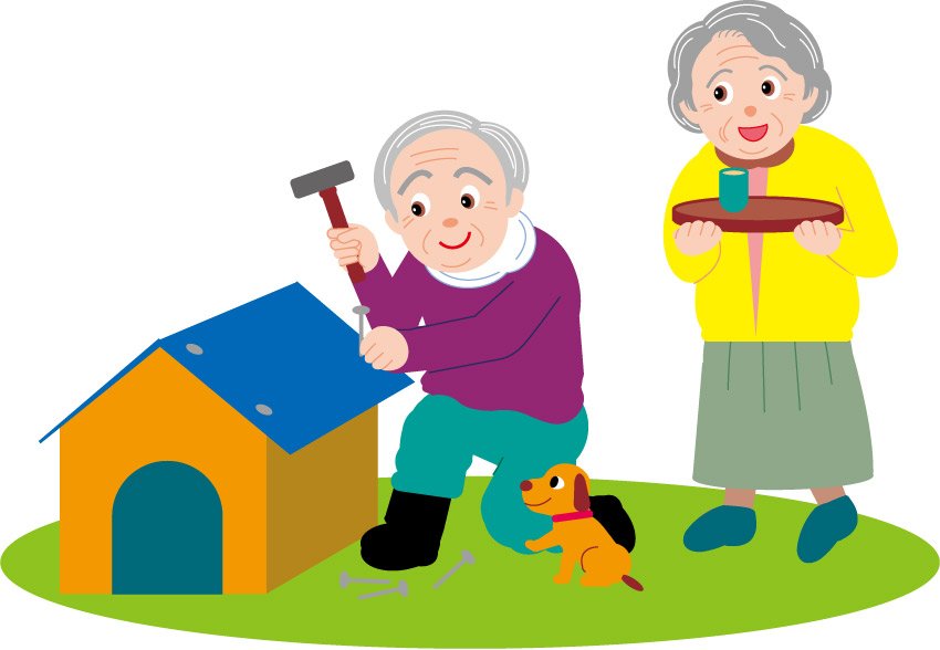 Cartoon dog house repair old couple Vector | Vector Images - Free 