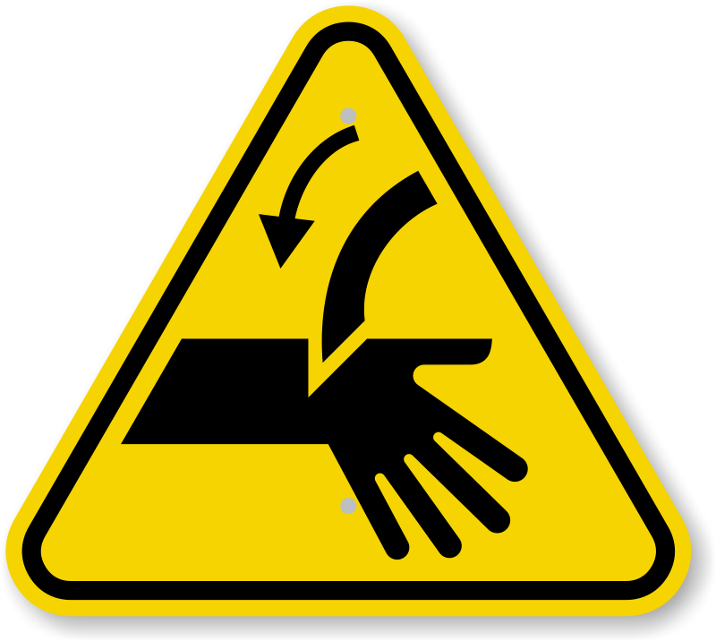 ISO Cutting of Fingers or Hand - Curved Blade Warning Sign Symbol 