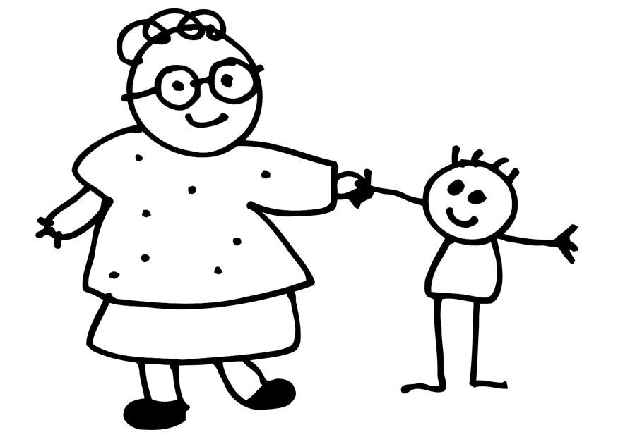 Coloring page grandmother and child - img 20193.
