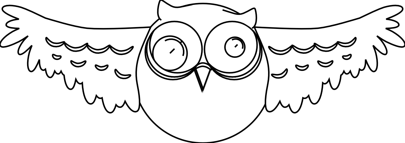 cartoon owl black white line art drawing scalable vector graphics 