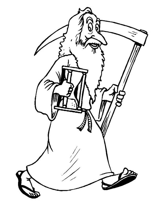 Father Time Getting Ready for End of Year Coloring Page - Free 