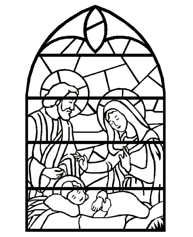 Bible Coloring Pages - Stained Glass Nativity Coloring Pages 