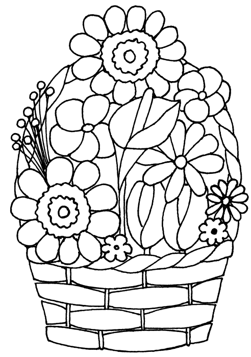 basket of flowers coloring pages