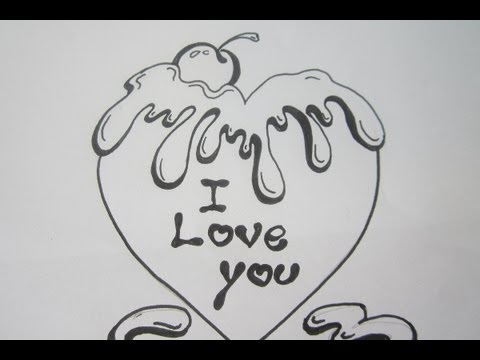 How To Draw A Valentine Heart With Chocolate Letters I LOVE YOU 