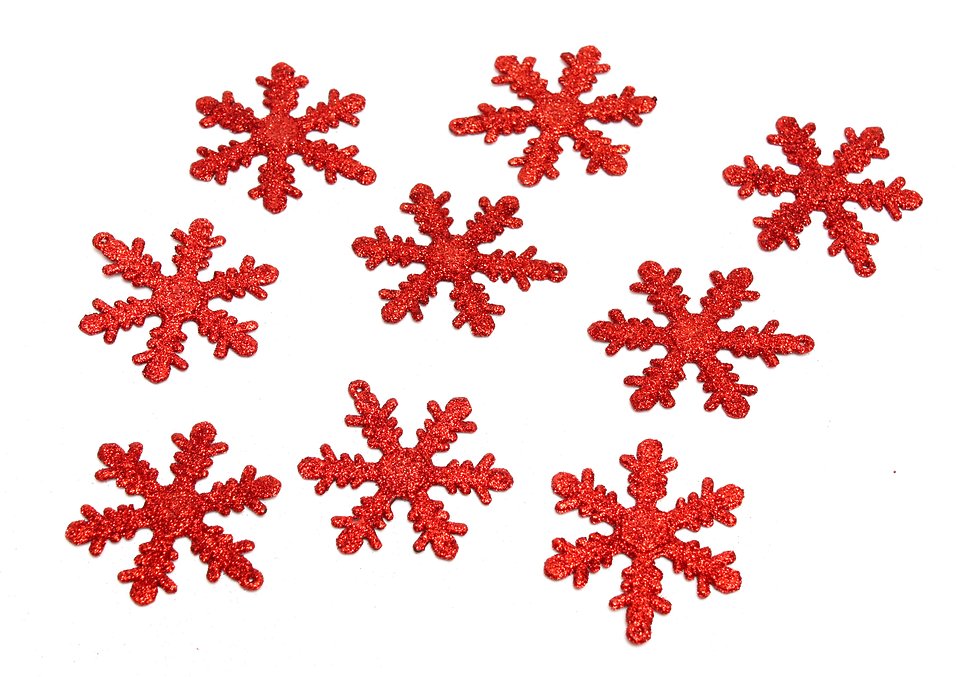 Free Stock Photos | Red snowflake shaped Christmas ornaments 