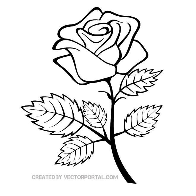 ROSE OUTLINE VECTOR IMAGE - Download at Vectorportal