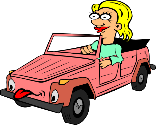 Girl Driving Car Cartoon clip art Free Vector 