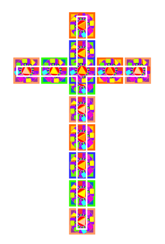Free Christian Clip Art: Christian Cross with Color Block-Printing 