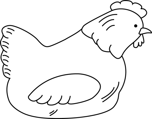 Black and White Hen Clip Art - Black and White Hen Image