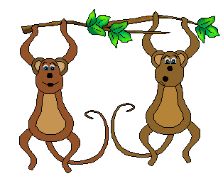 Monkey Clip Art - Two Monkeys on a Branch