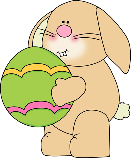 Bunny with a Big Easter Egg Clip Art - Bunny with a Big Easter Egg 