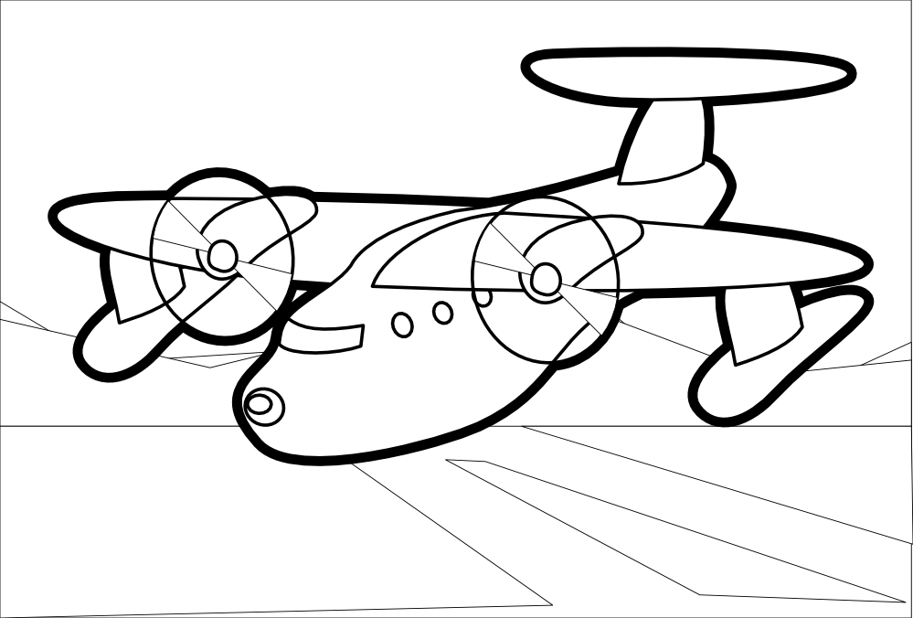 Red Plane 2 Black White Line Art Scalable Vector Graphics SVG 
