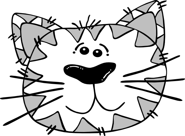 Grey And White Cat Face clip art - vector clip art online, royalty 