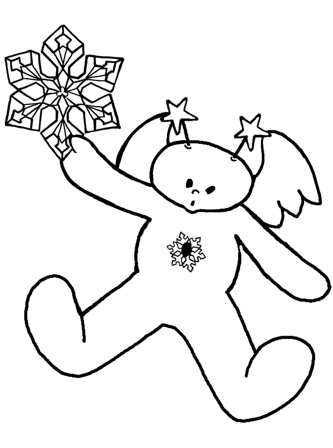 Snow Angel 11 Black and White Christmas coloring and craft pages 