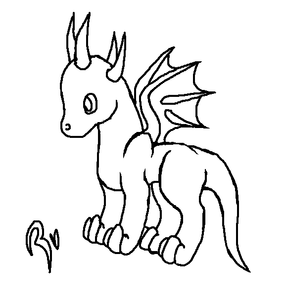Free Chibi Dragon line art by Razzur on Clipart library