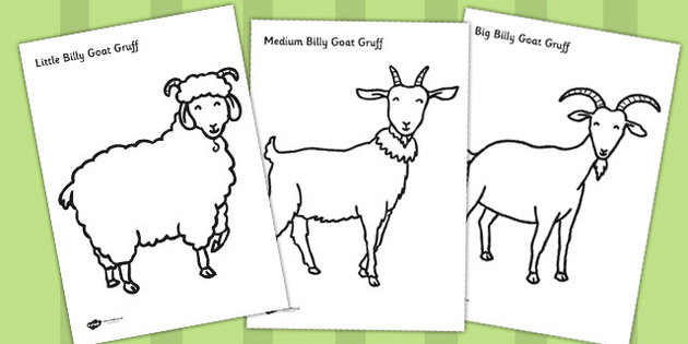 The Three Billy Goats Gruff Colouring Sheets - colouring, goats
