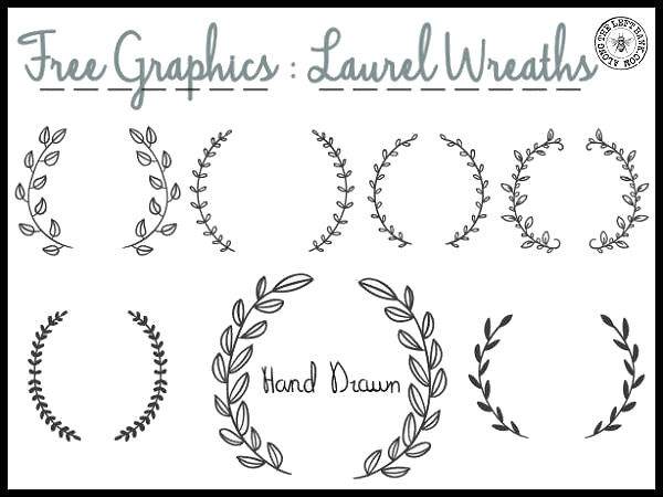 Free Graphics: Hand Drawn Laurel Wreaths - Merci! - Along the 