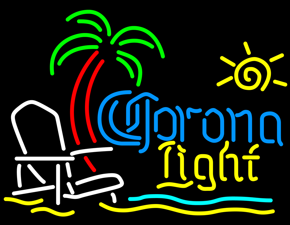 Corona Beach Light Chair And Palm Tree Neon Beer Signs | Coors 