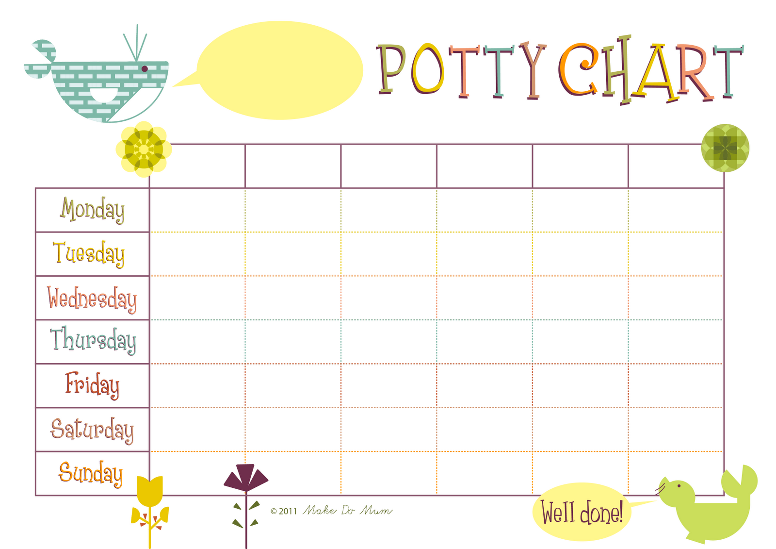 Toilet Training Reward Chart Free