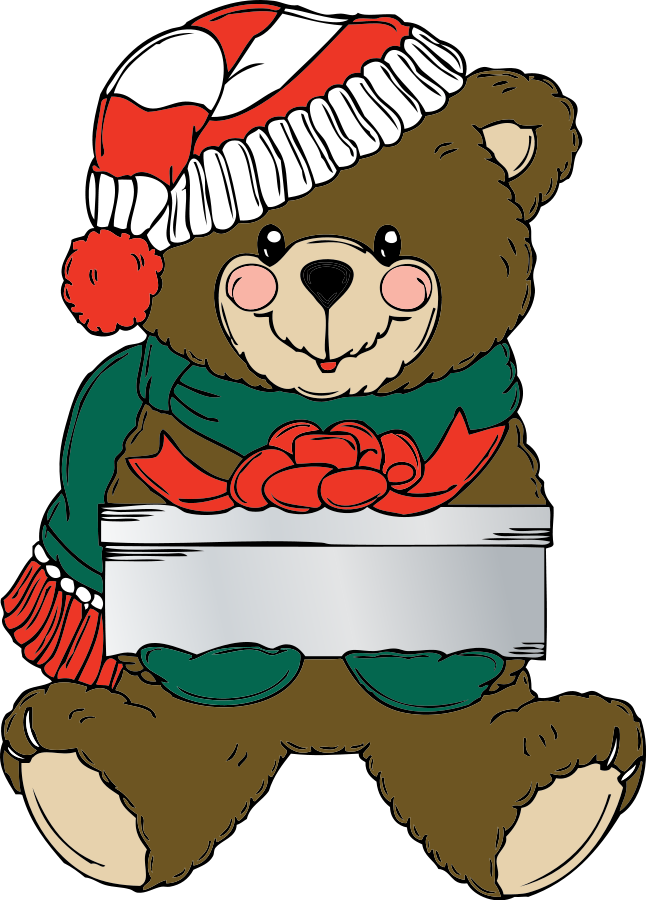 Christmas Bear wih present Clipart, vector clip art online 