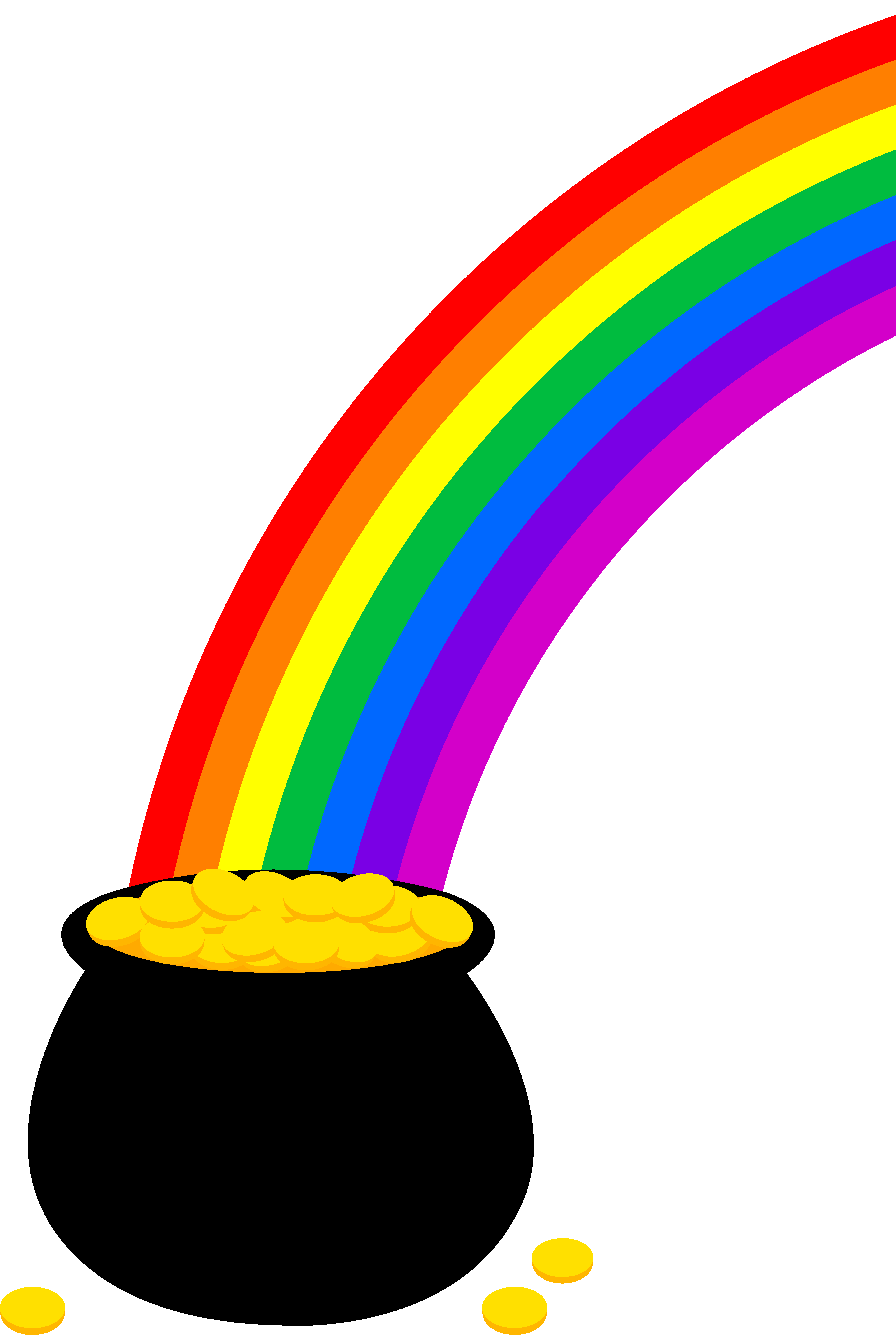 Pot of Gold With Rainbow - Free Clip Art