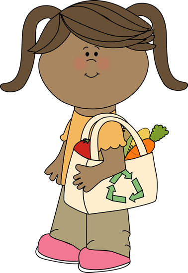 Girl with Eco Friendly Shopping Bag Clip Art - Girl with Eco 