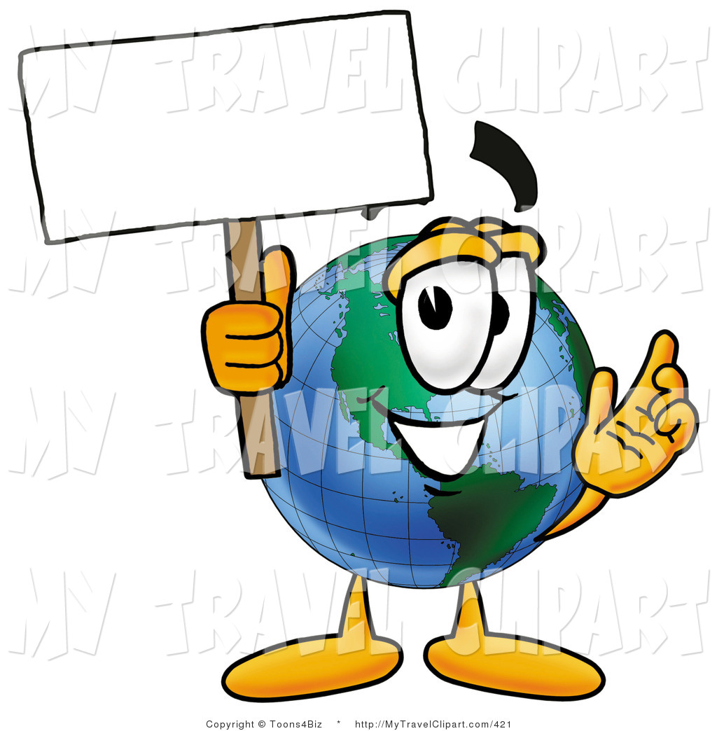 Clipart of a World Earth Globe Mascot Cartoon Character Holding a 