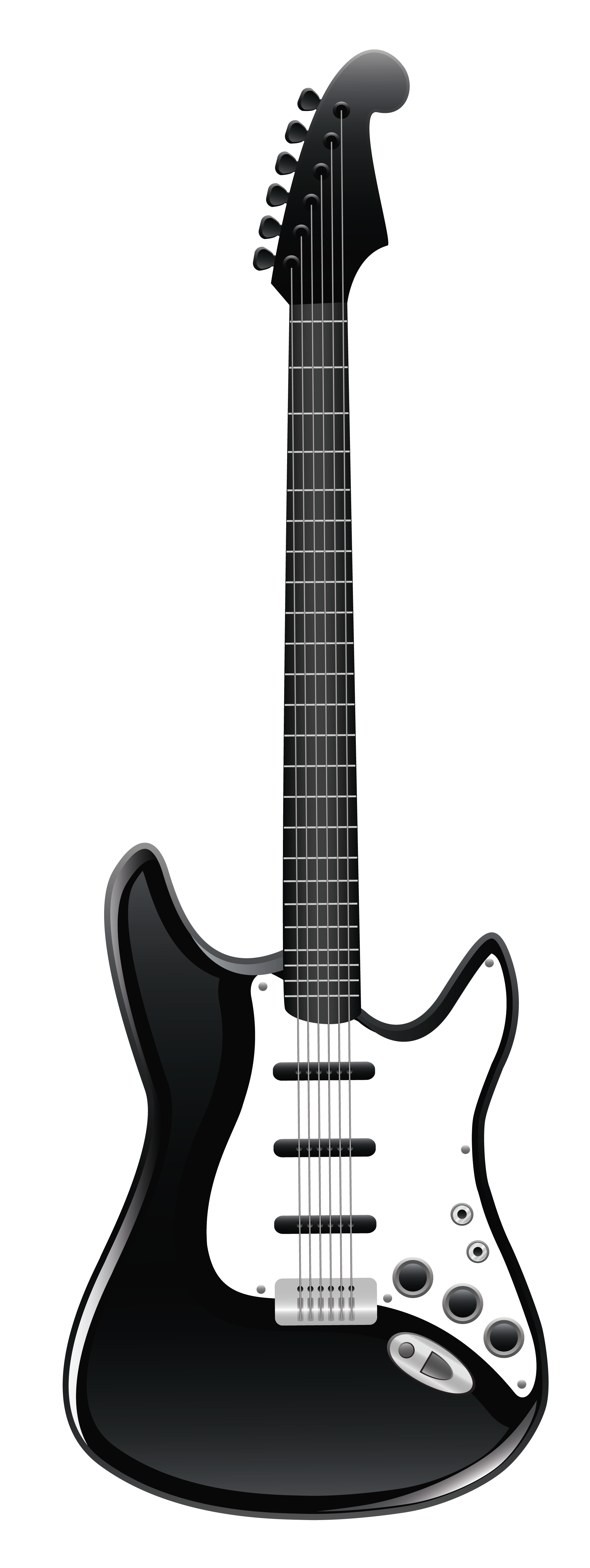 Black and White Guitar PNG Clipart