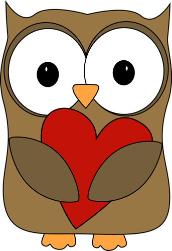 Owl Hugging a Heart Clip Art - Owl Hugging a Heart Image