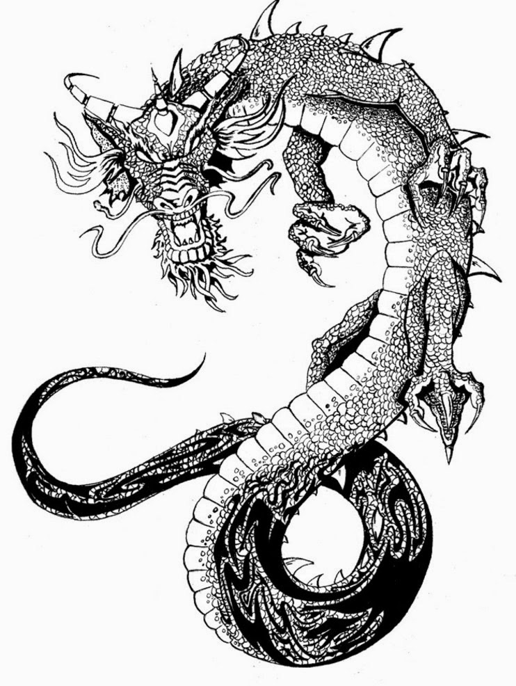 Chinese Dragon Tattoo Stencil