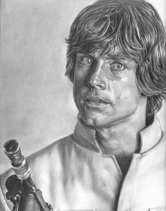 Luke Skywalker Star Wars Drawing Print by JohnDiBiaseArt 
